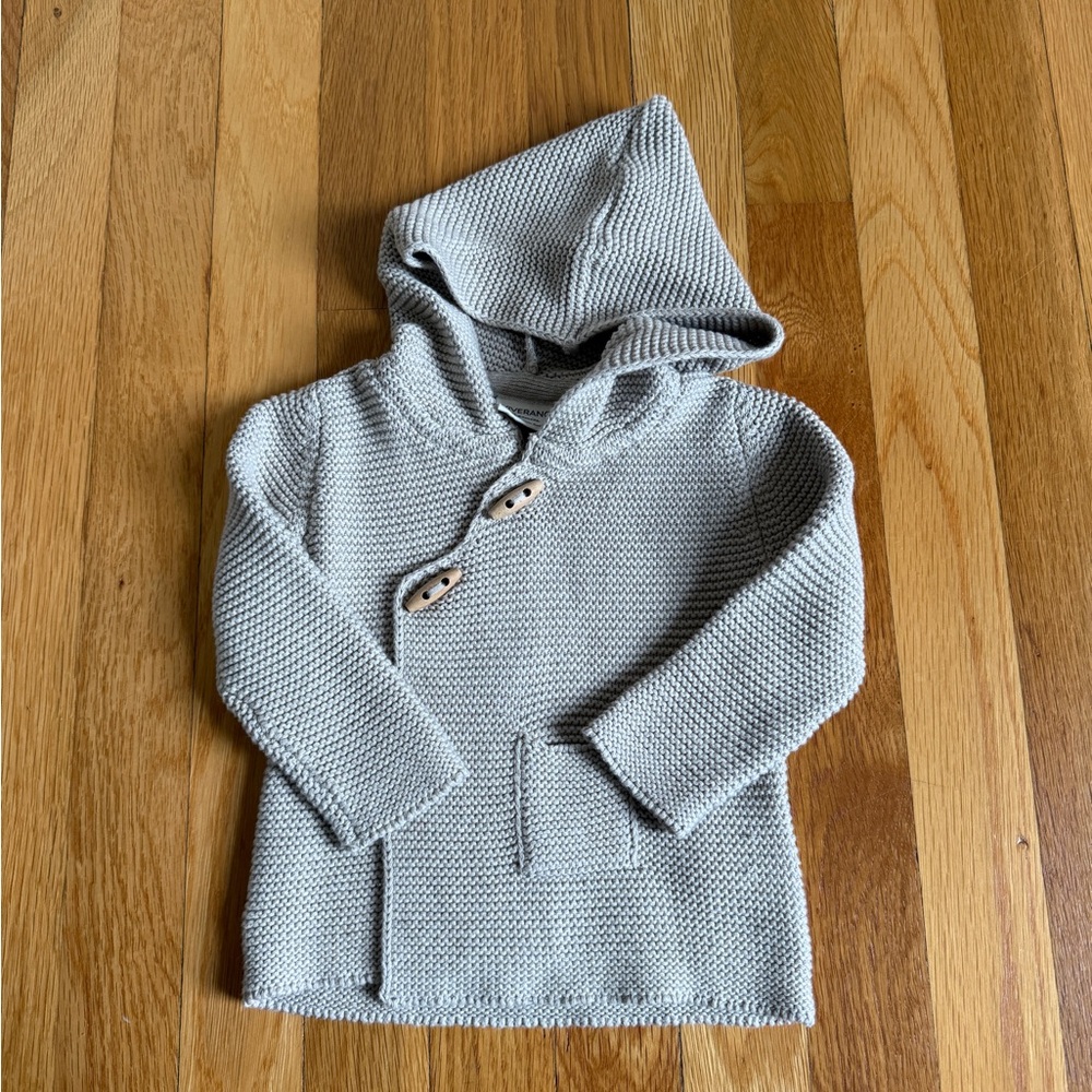 Viverano Organics Hooded Button & Pocket Sweater Knit Baby Jacket
